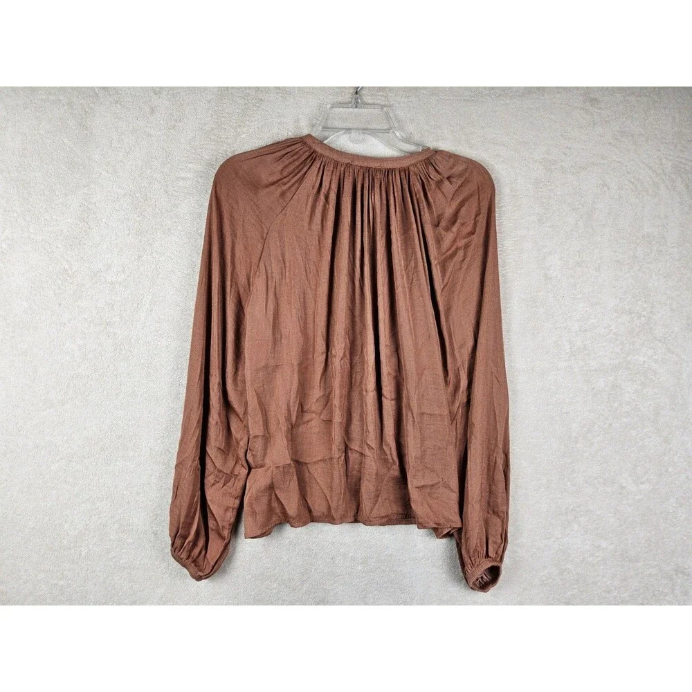 Maison D'Amelie Women's Long Sleeve Tie Neck Blouse Top Size XS